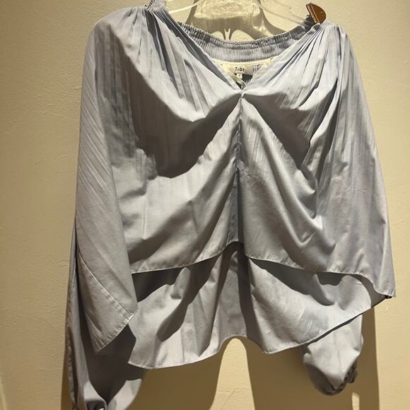 Tibi Light Blue Pleated Blouse - Picture 11 of 12